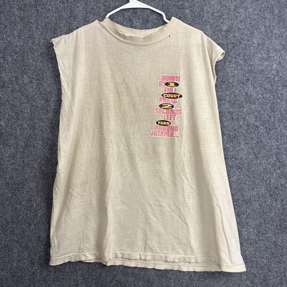 Pro Spirit Basketball Tank Tee Mens Sz L Beige Grunge Skater Gorpcore Thrashed